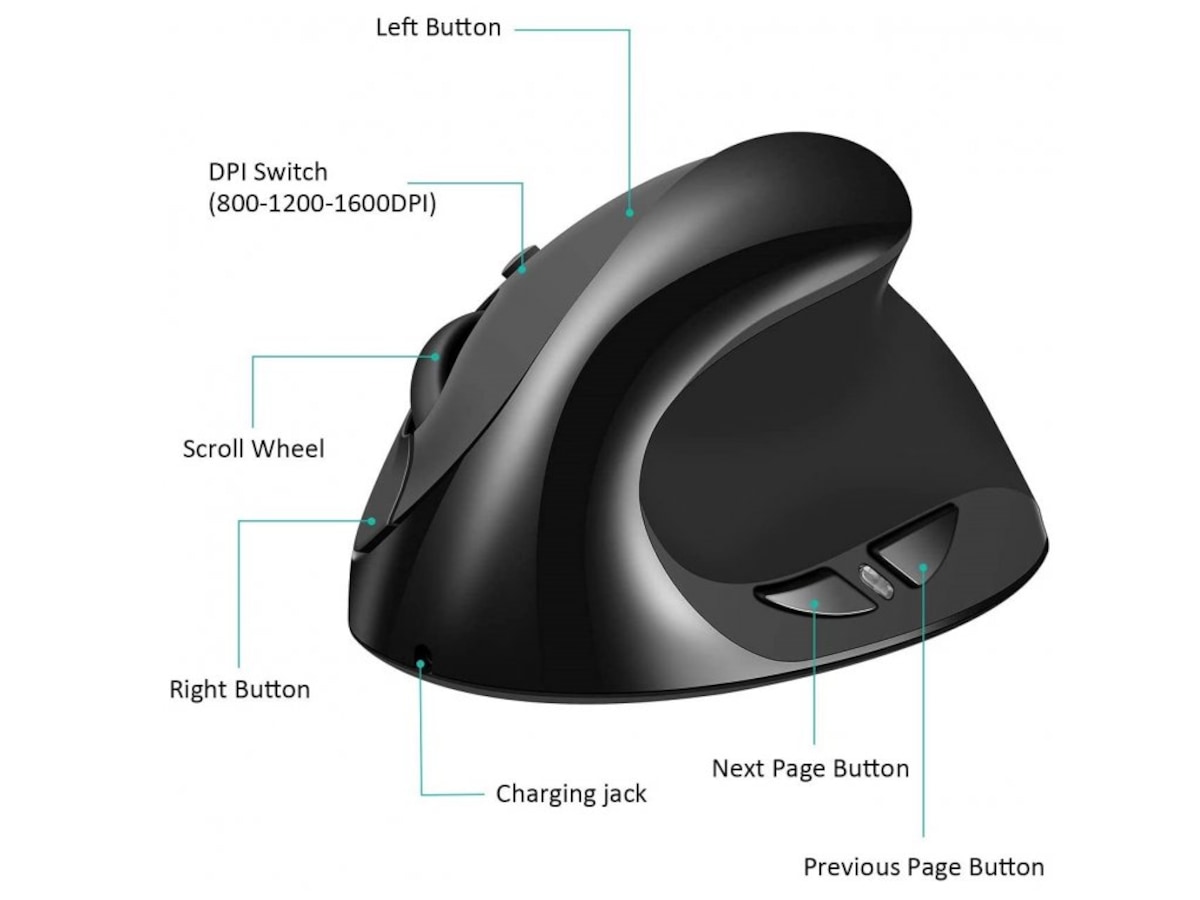 KENSON Vertical Mouse Comfi 2 trådlös mus (svart) Ergonomi