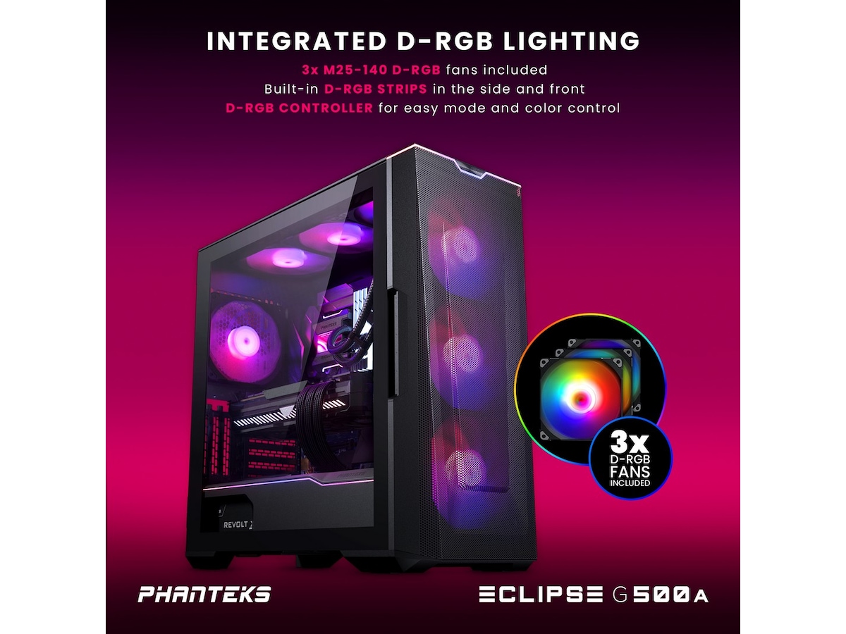 Phanteks Eclipse G500A DRGB Mid Tower (svart) Midi tower