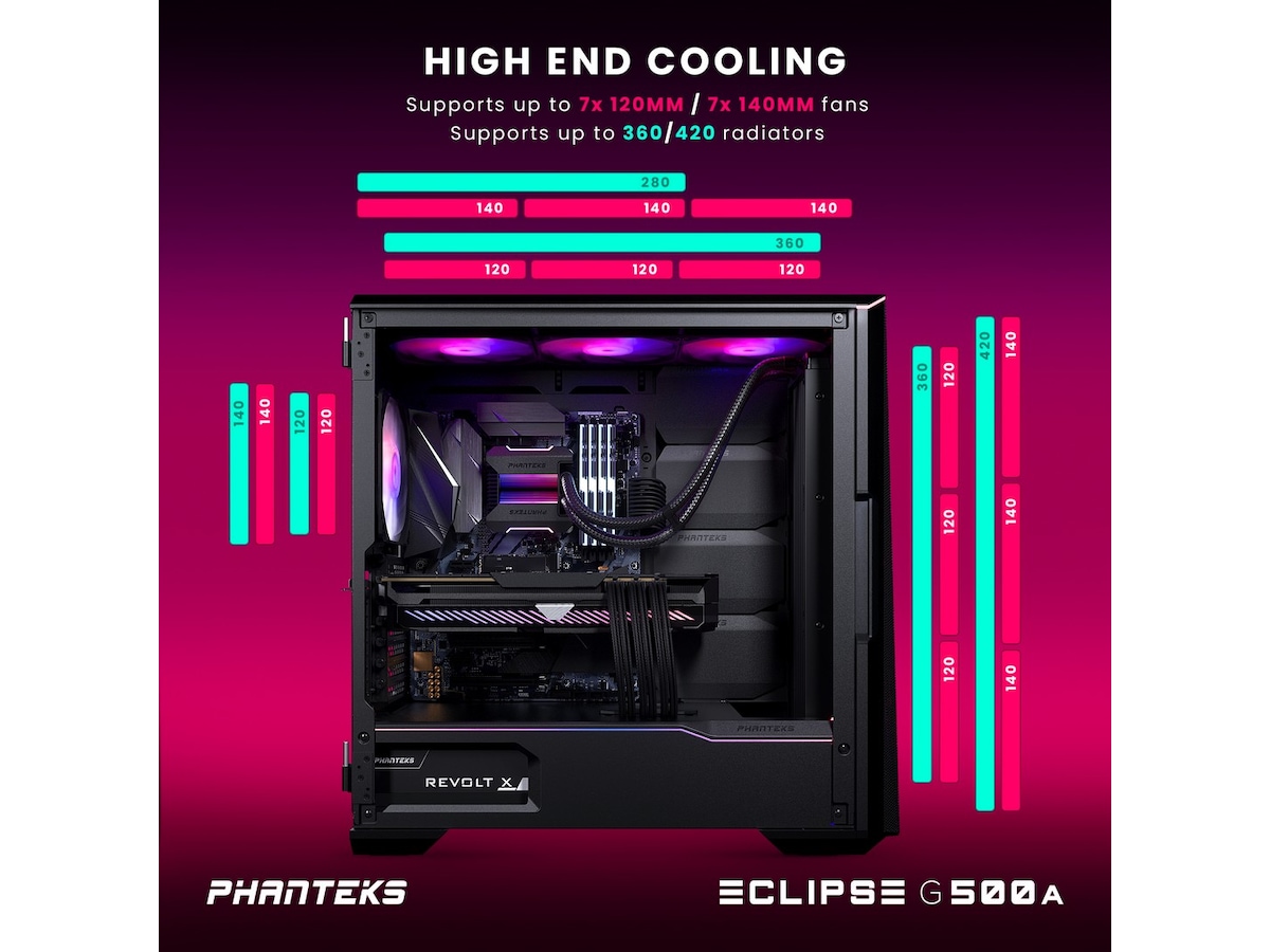 Phanteks Eclipse G500A DRGB Mid Tower (svart) Midi tower