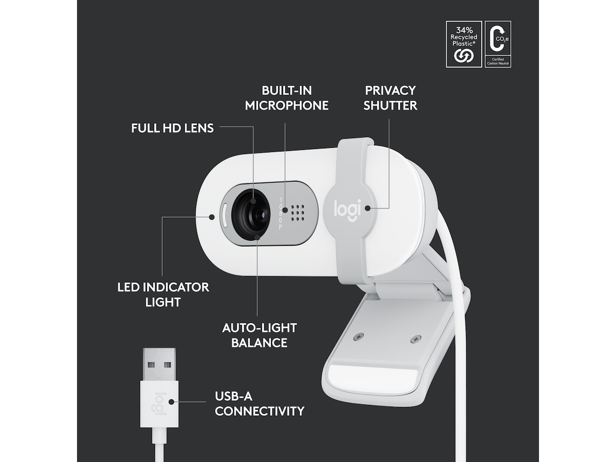 Logitech Brio 100 Full HD webbkamera (off-white) Webbkamera