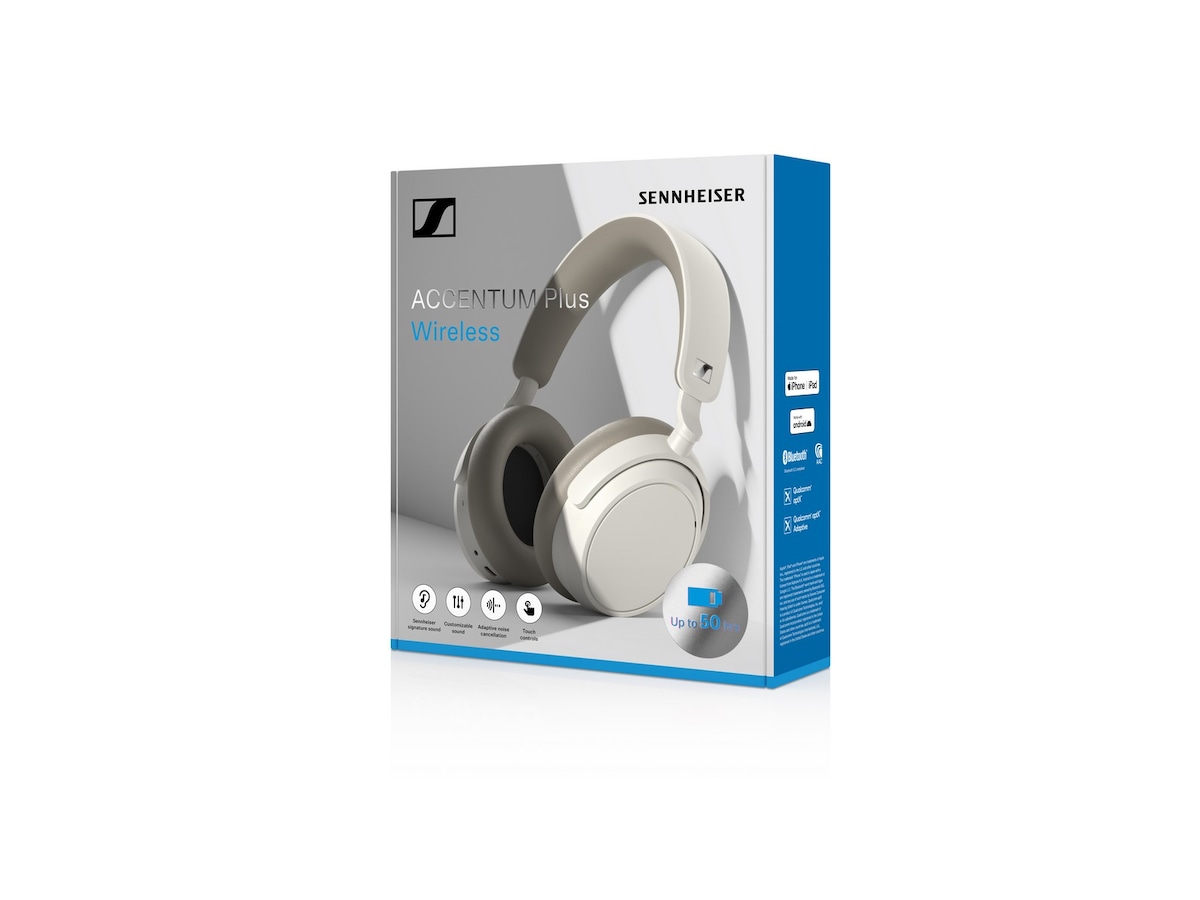 Sennheiser ACCENTUM Plus trådlösa hörlurar, On-Ear (vit) Hörlurar