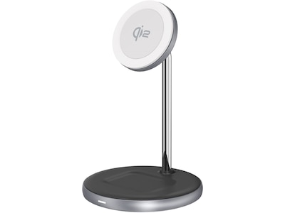 Andersson 2-i-1 Qi2 20W trådlös laddningsstation (silver)