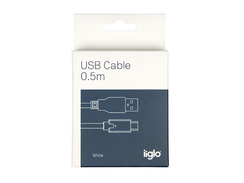 USB-A till USB-C kabel 0.5m (vit) USB-kablar