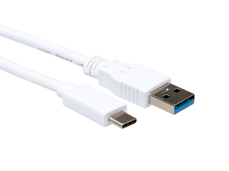 USB-A till USB-C kabel 2m (vit) USB-kablar