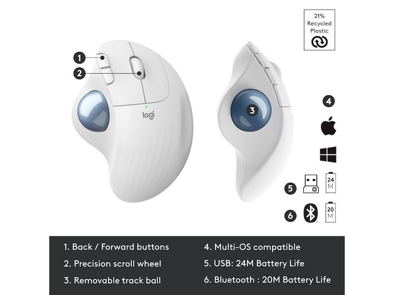 Logitech ERGO M575 trådlös mus offwhite Mus