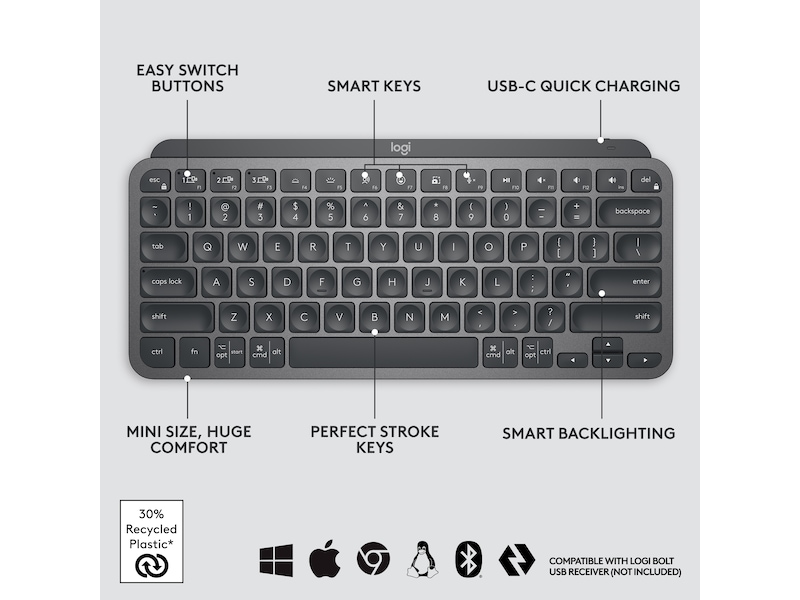 Logitech MX Keys Mini - GRAPHITE. Tangentbord