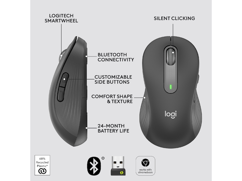 Logitech Signature M650 Large trådlös mus (grafitgrå) Mus