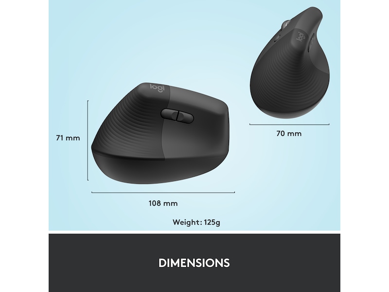 Logitech Lift Vertikal Vänster mus (graphite) Mus