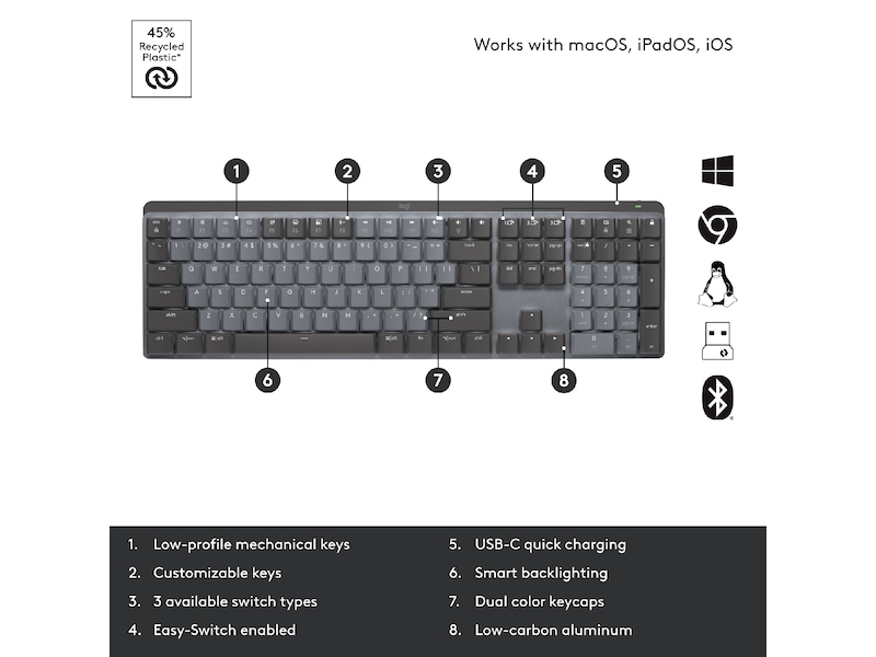 Logitech MX Mechanical Wireless Tactile (graphite) Tangentbord