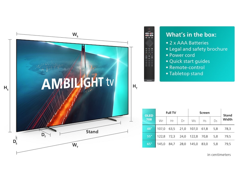 Philips 55" 4K UHD Ambilight 55OLED708/12 TV