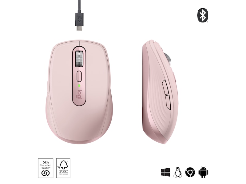 Logitech MX Anywhere 3S trådlös mus (rosa) Mus