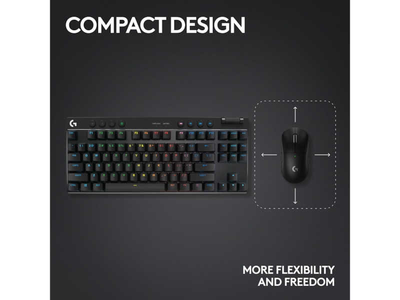 Logitech G Pro X TKL Lightspeed Trådlöst Gamingtangentbord (svart) Gamingtangentbord