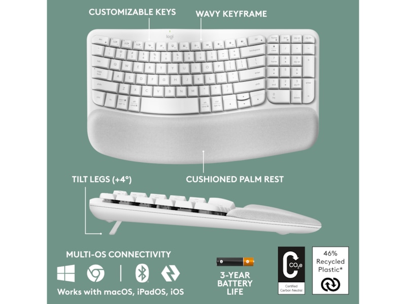 Logitech Wave Keys trådlöst tangentbord (off-white) Tangentbord