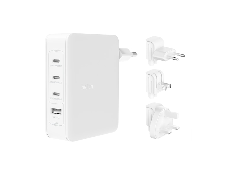 Belkin 4-port GaN 140W väggladdare (vit) Mobilladdare