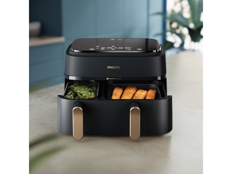 Philips Dual Basket Airfryer 9L NA352/00 (grå/koppar) Airfryer