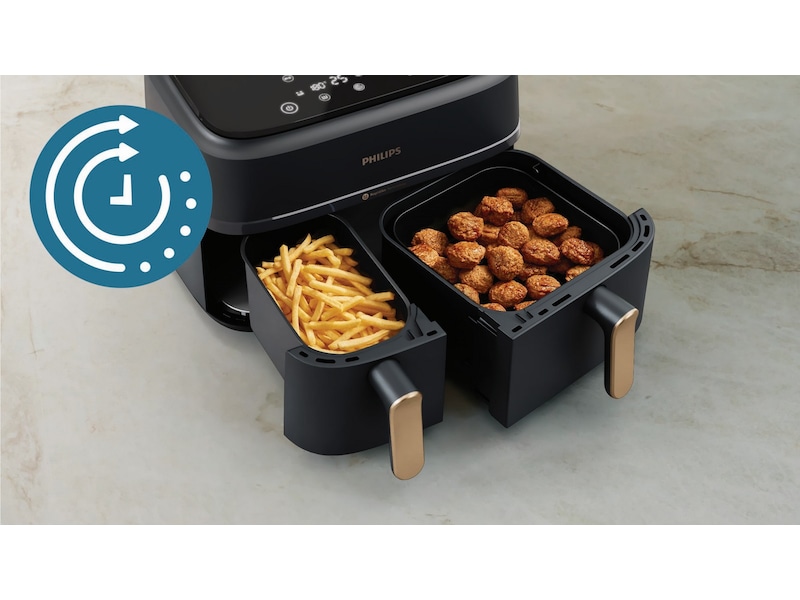 Philips Dual Basket Airfryer 9L NA352/00 (grå/koppar) Airfryer