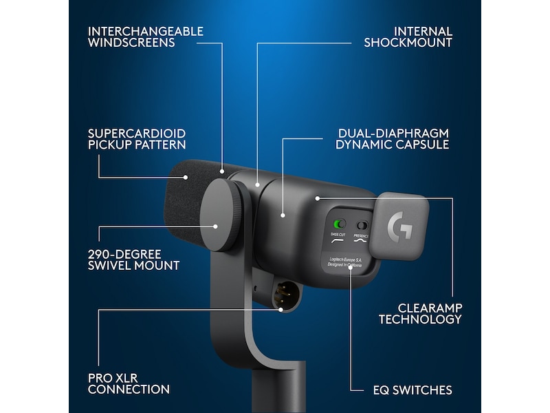 Logitech G Yeti studioaktiv dynamisk XLR sändningsmikrofon (svart) Mikrofon