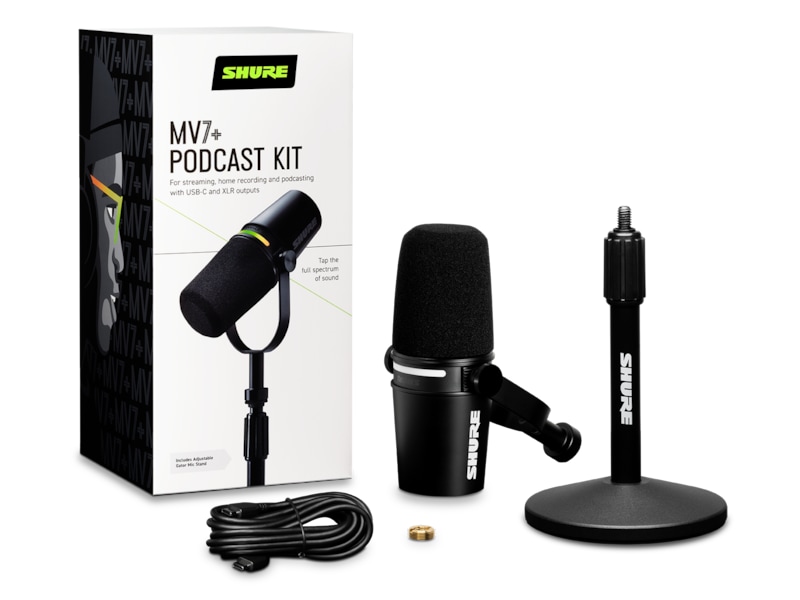 Shure MV7+ Podcast Kit mikrofon + stativ (svart) Mikrofon