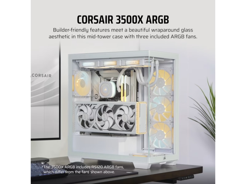 Corsair 3500X ARGB Tempered Glass Mid Tower (vit) Midi tower