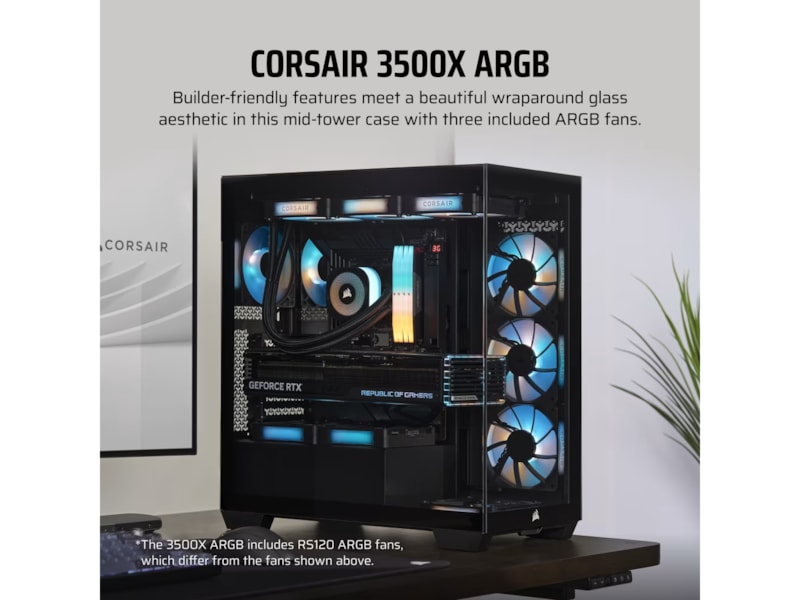 Corsair 3500X ARGB Tempered Glass Mid Tower (svart) Midi tower