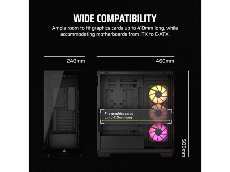 Corsair 3500X ARGB Tempered Glass Mid Tower (svart) Midi tower