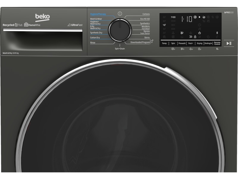 Beko BDFT710442MB Tvättmaskin/Torktrumlare (svart) Kombinerad tvättmaskin och torktumlare