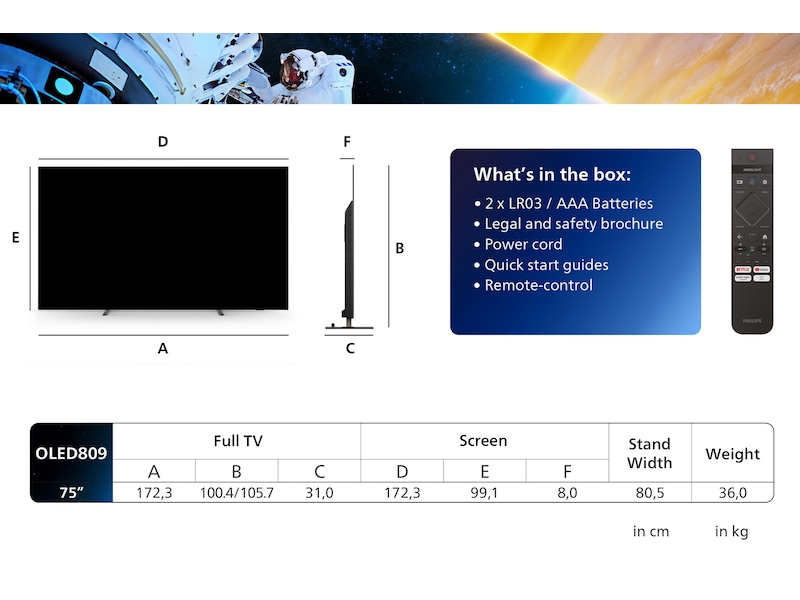 Philips 77" 4K UHD OLED Smart TV Ambilight 77OLED809 TV