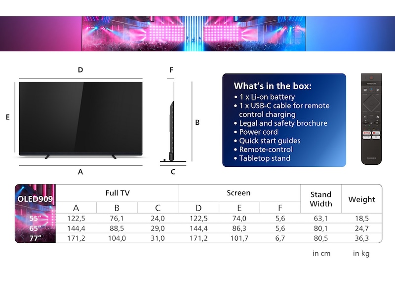 Philips 65" 4K UHD OLED+ Smart TV Ambilight 65OLED909 TV