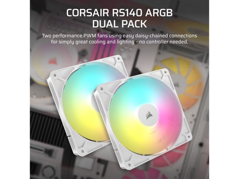 Corsair RS140 ARGB Fläkt 2pk (vit) Fläkt