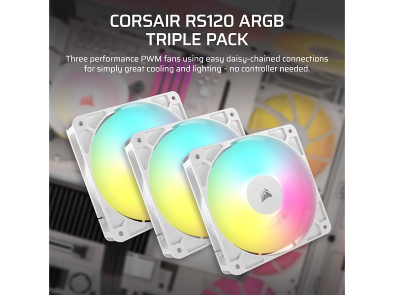 Corsair RS120 ARGB Fläkt 3pk (vit) Fläkt