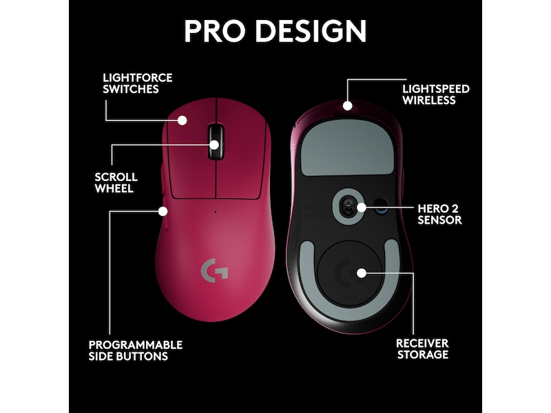 Logitech G Pro X Superlight 2 DEX trådlös gamingmus (rosa) Gamingmus