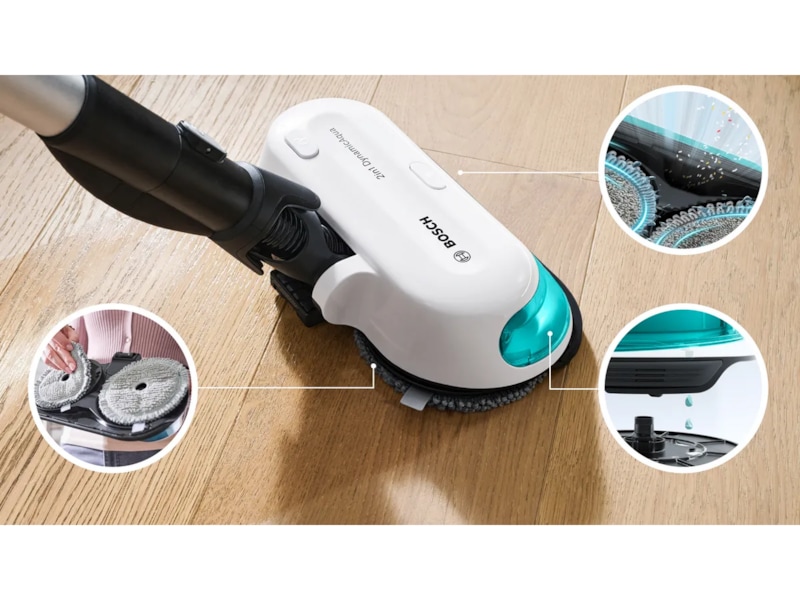 Bosch Unlimited 7 ProHygienic Aqua 2-i-1 dammsugare och mopp (vit) Dammsugare