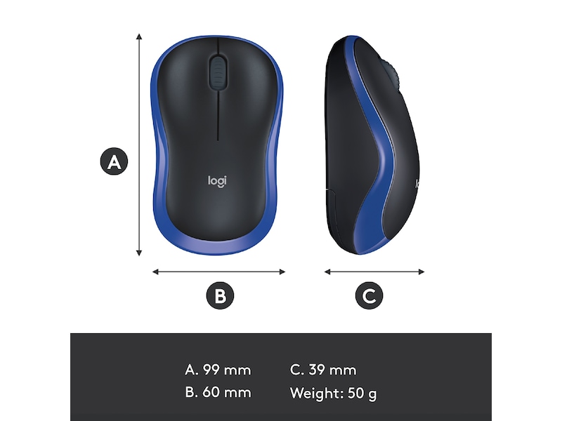 Logitech M185 Trådlös Mus Blå Mus