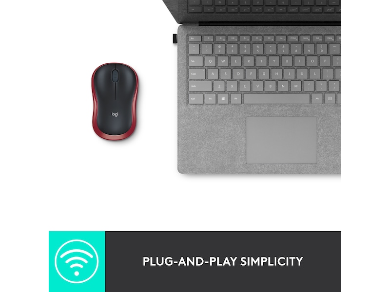 Logitech M185 Trådlös Mus Röd Mus