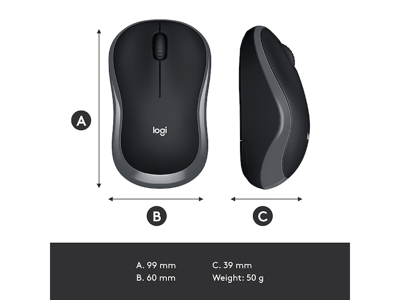 Logitech M185 Trådlös Mus Swift Grey Mus