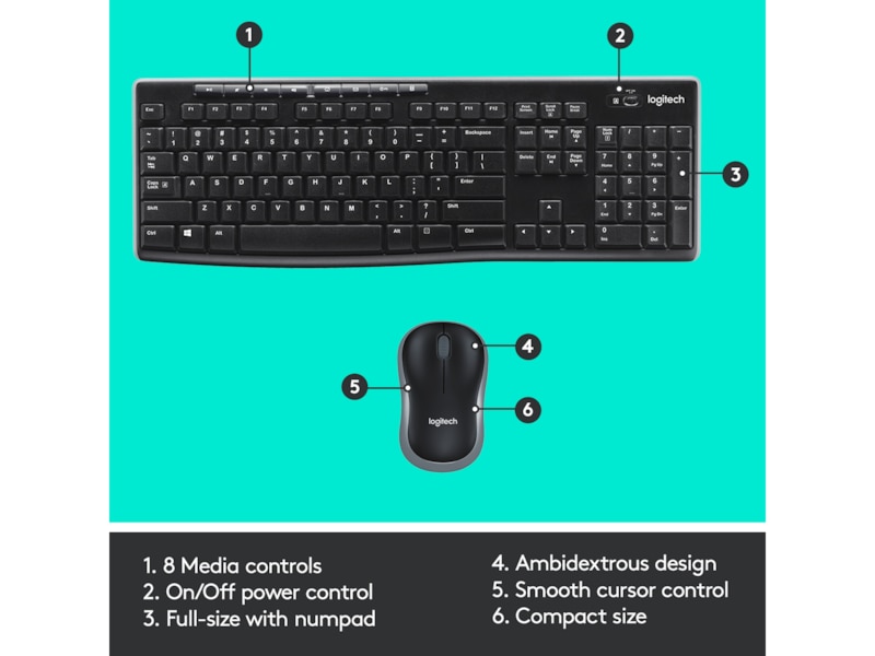 Logitech MK270 Combo Trådlös Mus & tangentbord -combo-paket